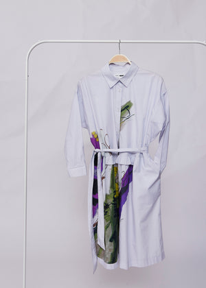 Abstract Print Tie Shirt Dress