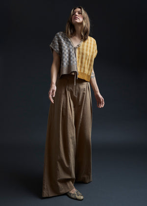 Latte Sorbet Checker Vest Jacket