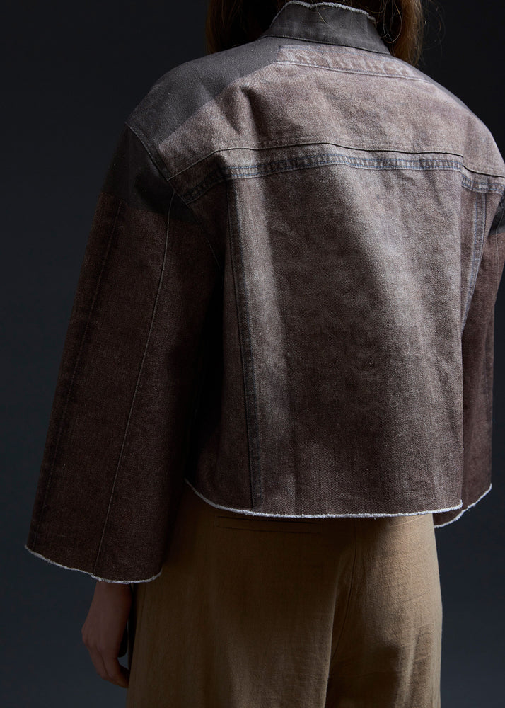 Cocoa Brown Jeans Trompe L'oeil Jacket