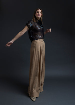 Black Organze Funnel Neck Bows Top