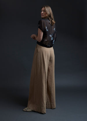 Black Organze Funnel Neck Bows Top