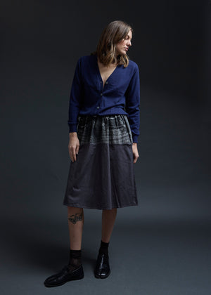 Navy Gathered Hem Sweater