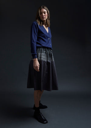 Navy Gathered Hem Sweater