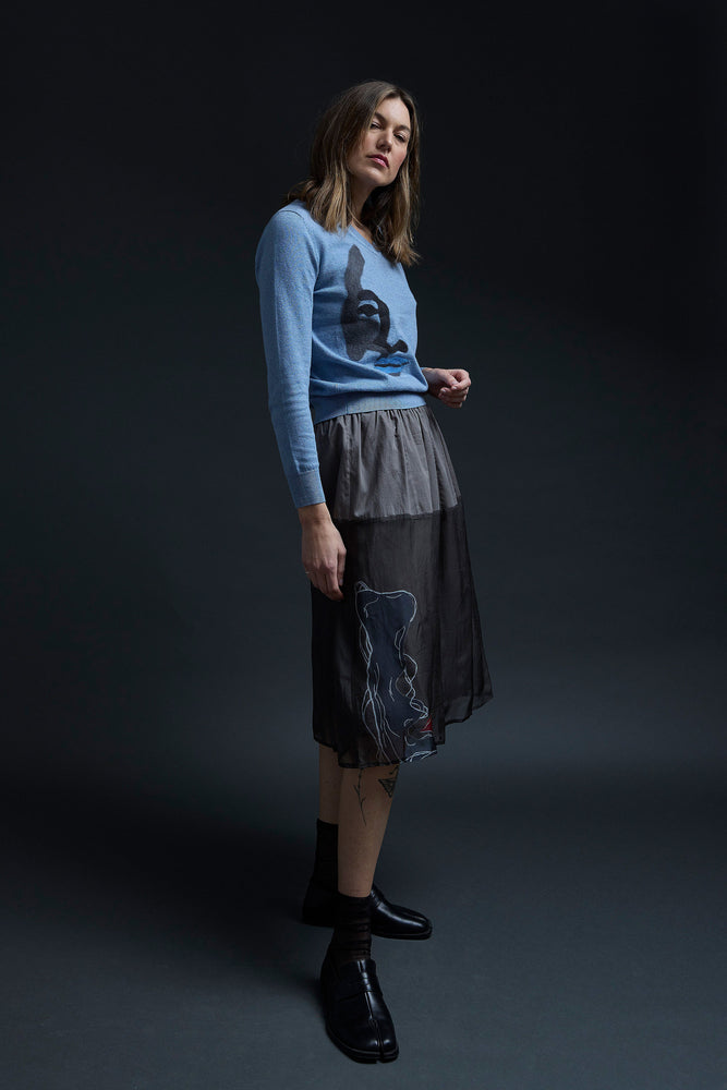 Grey Mixed Media Metti Skirt
