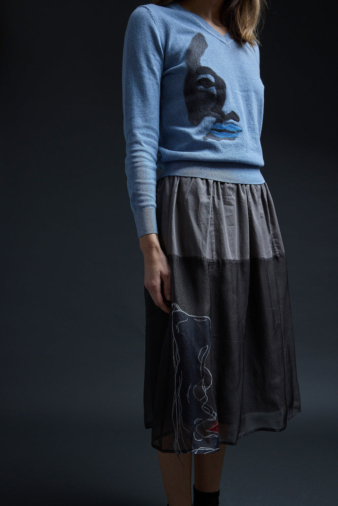 Grey Mixed Media Metti Skirt