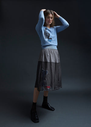 Grey Mixed Media Metti Skirt