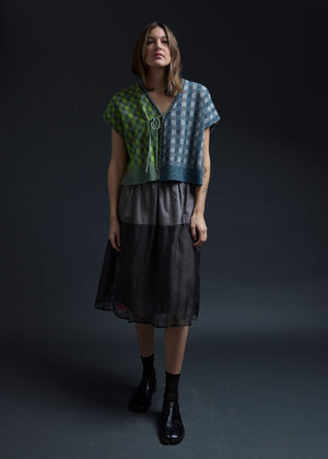 Green Blue Checker Vest Jacket