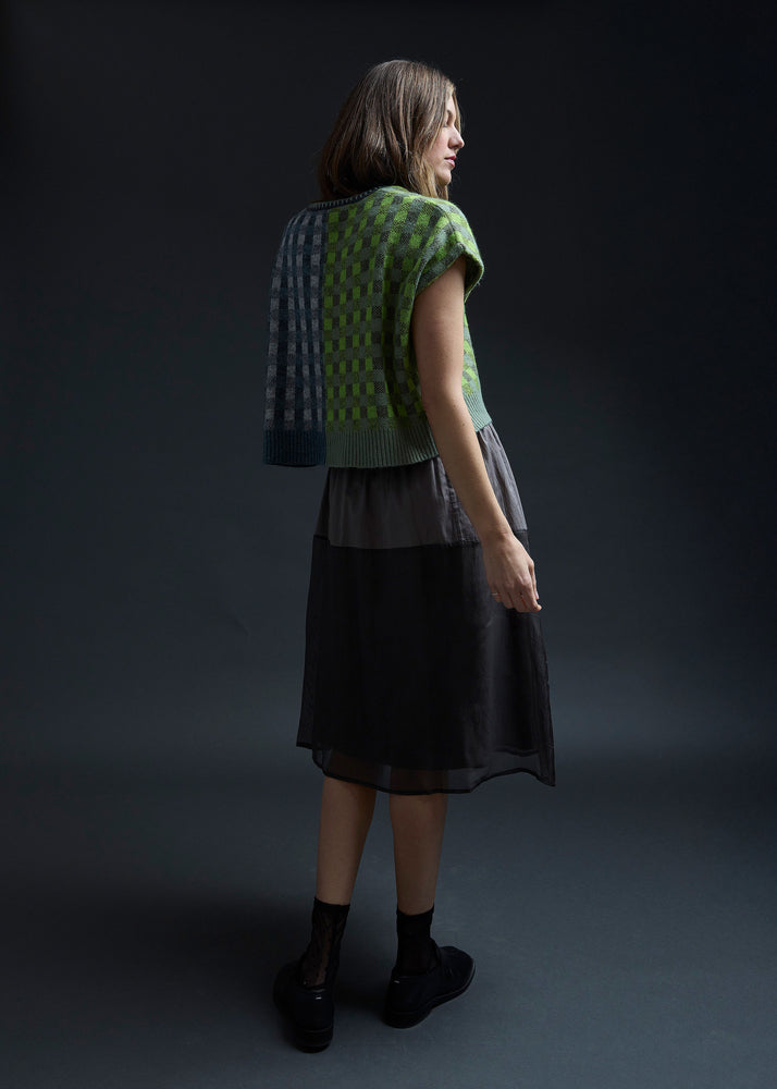 Green Blue Checker Vest Jacket