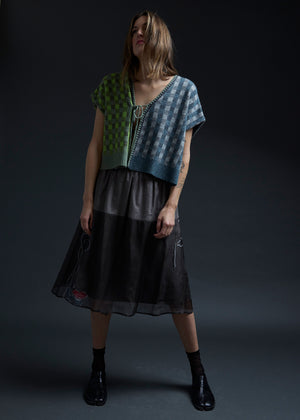 Green Blue Checker Vest Jacket