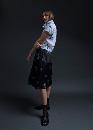 White Funnel Neck Bows Top