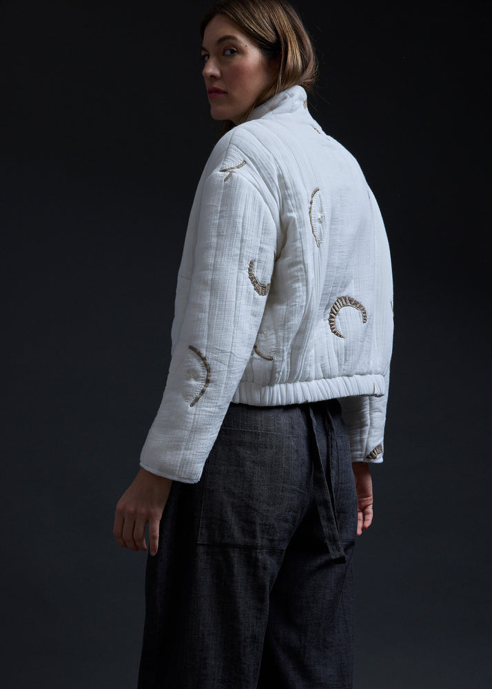White Eyes Embroidery Reversible Quilted Jacket