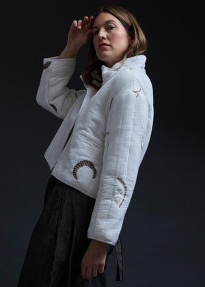 White Eyes Embroidery Reversible Quilted Jacket
