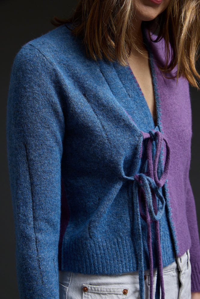 Denim Purple Tie Front Cardie