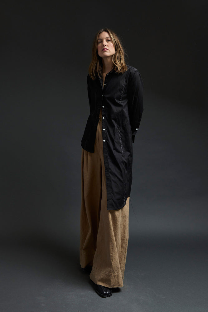 Black Mixed Stitches Embroidery Shirt