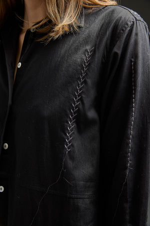 Black Mixed Stitches Embroidery Shirt