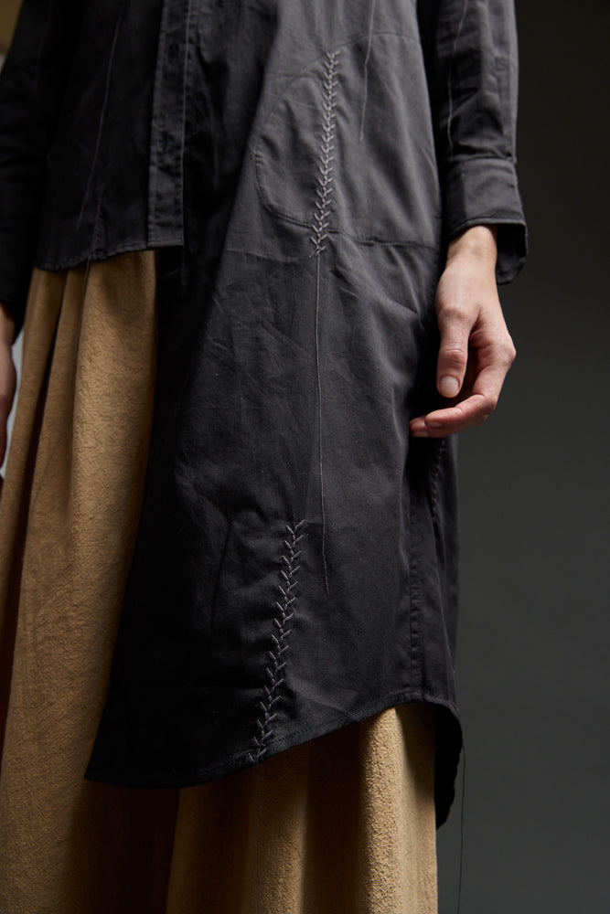 Black Mixed Stitches Embroidery Shirt