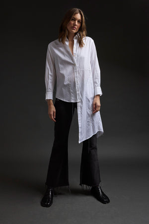 White Mixed Stitches Embroidery Shirt