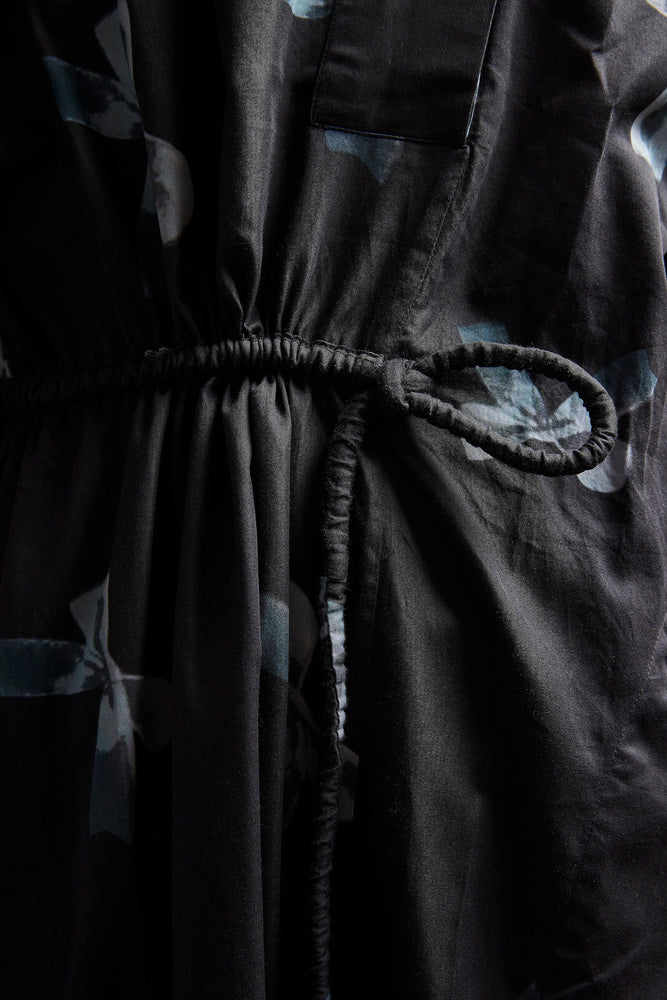 Black Funnel Neck Bows Dress