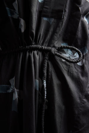 Black Funnel Neck Bows Dress