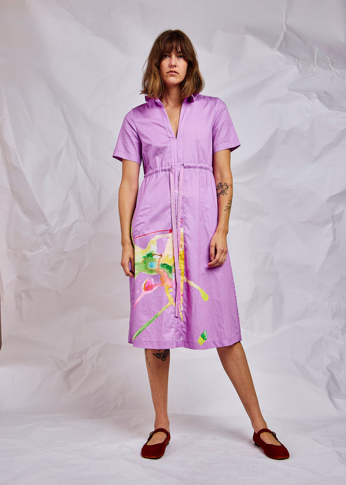 Peony Watercolor Wire Collar Dress