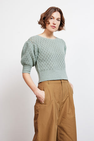 
            
                Load image into Gallery viewer, Celadon Pointelle Stitch Sweater (Eco Collection)
            
        
