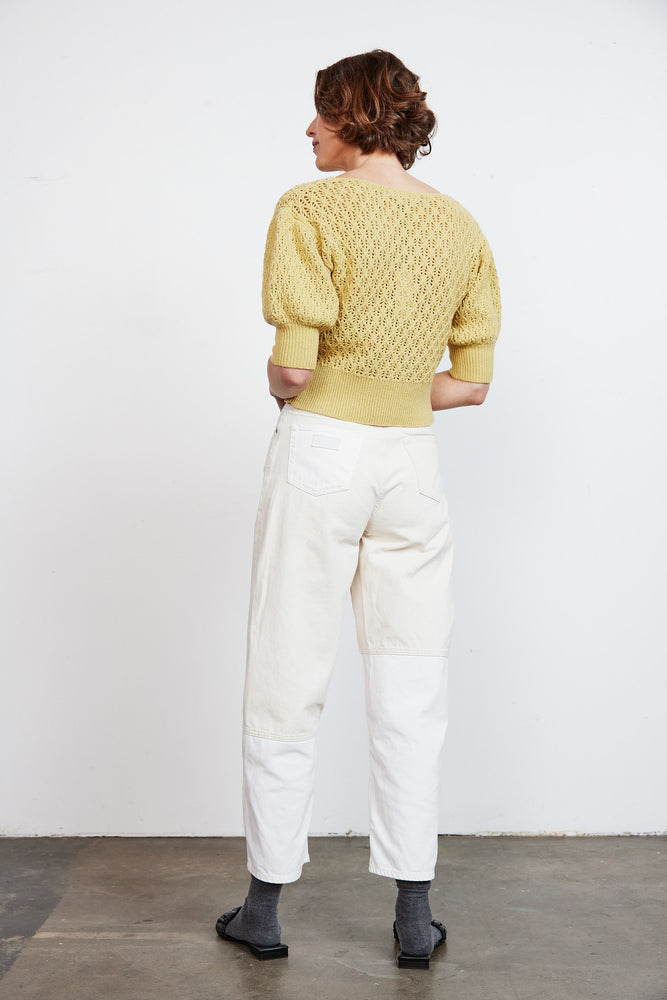 Straw Yellow Pointelle Stitch Sweater (Eco Collection)