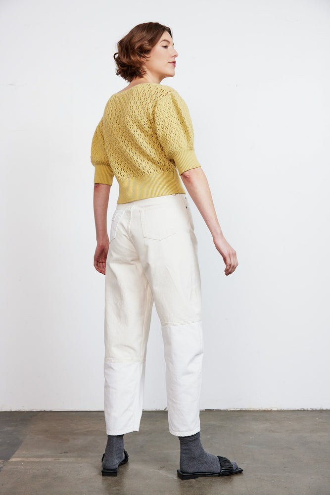 Straw Yellow Pointelle Stitch Sweater (Eco Collection)