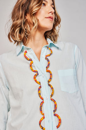 Aqua w/ Flowers Loops Shirt